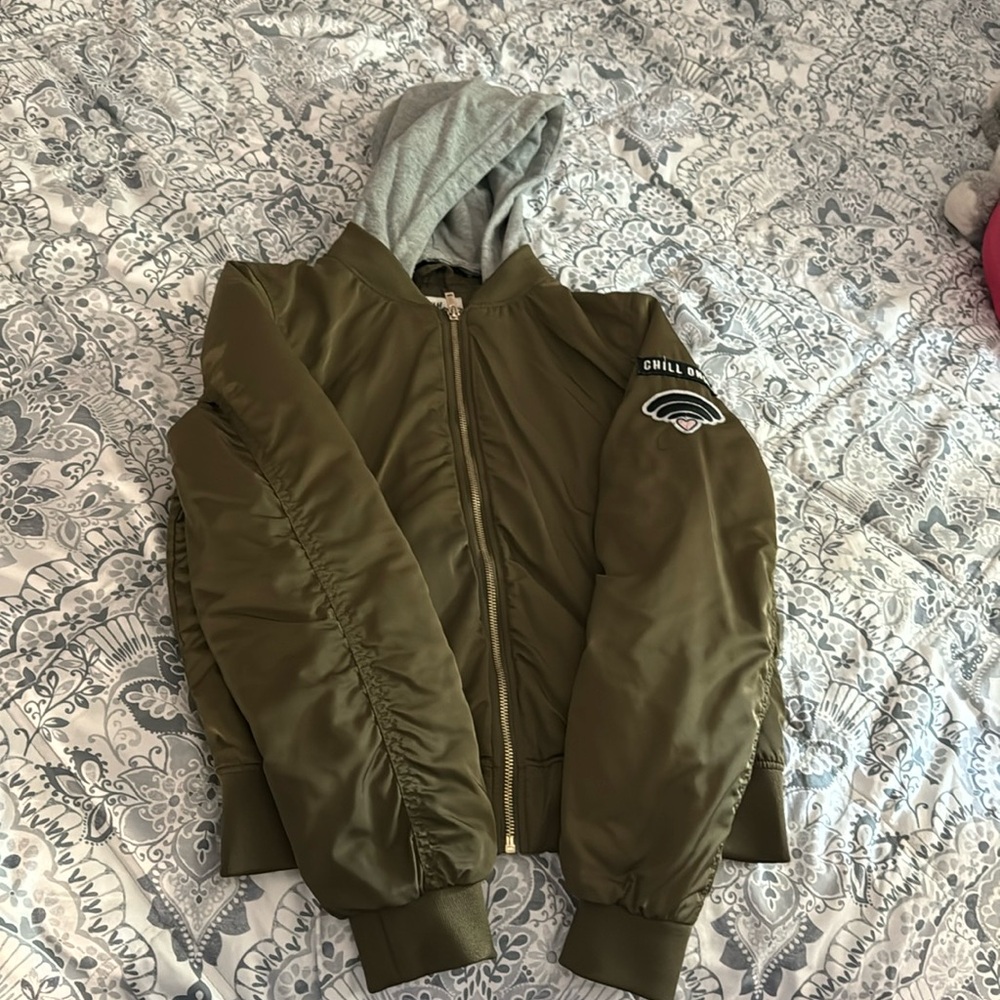 Girls green bomber jacket